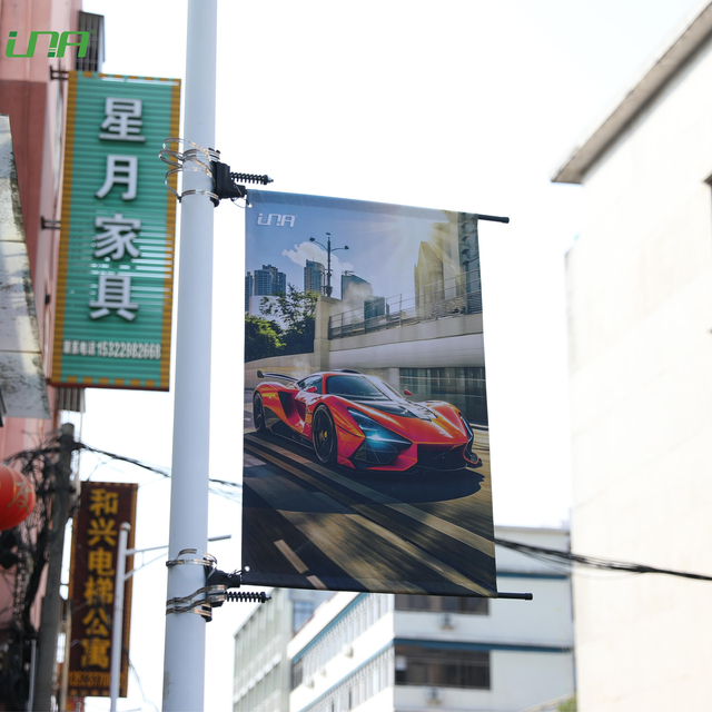 Street pole de aluminio soporte publicitario lámpara de lámpara de pilar ahorrador