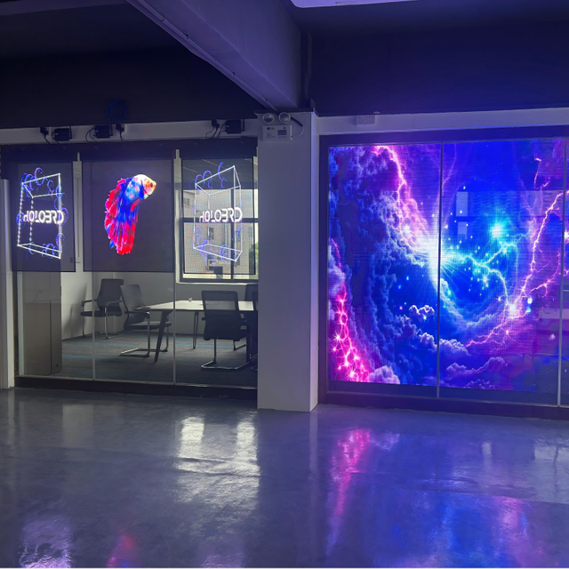 Pantalla olográfica digital del cartel video transparente de cristal del LED