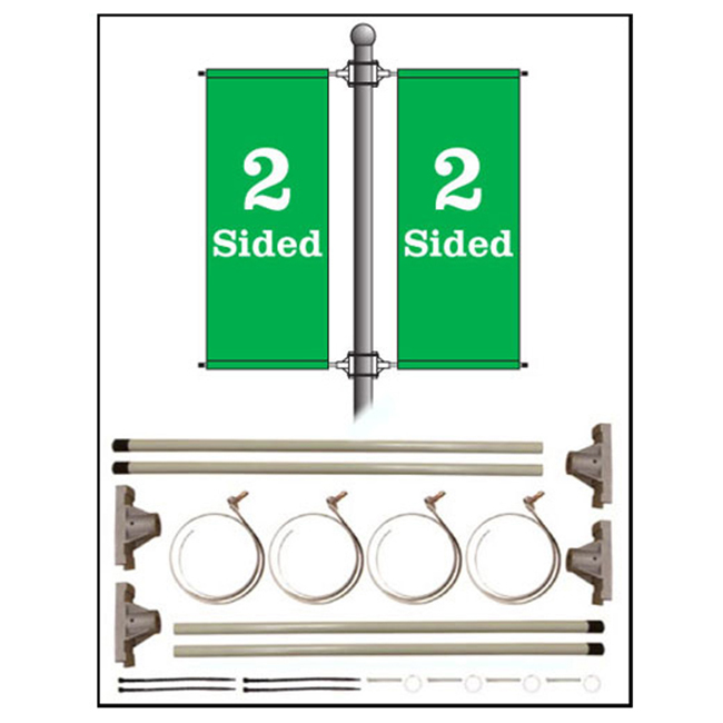 Sistema de tensión de pancarta flexible de doble cara con bandera de poste de farola