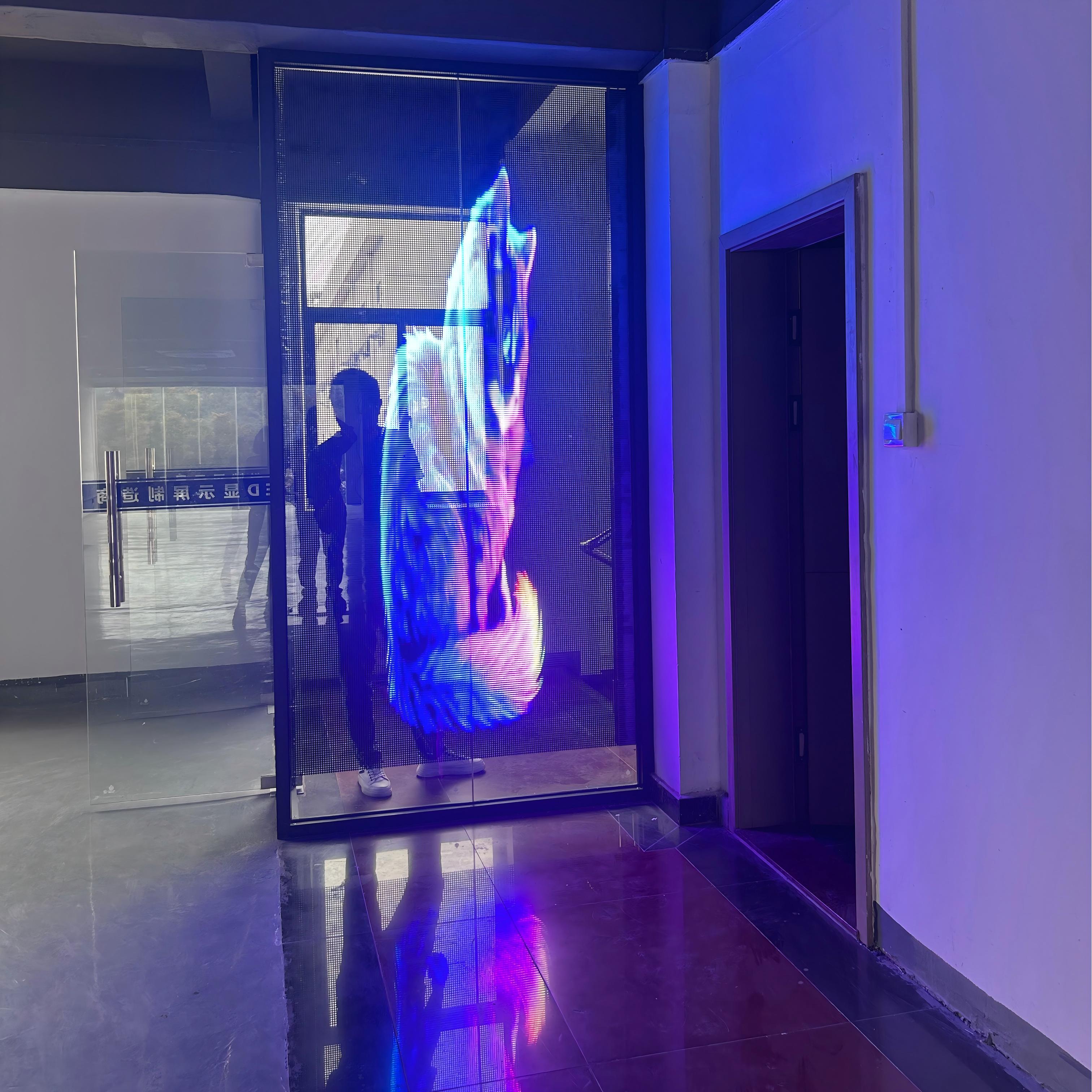 Pantalla olográfica digital del cartel video transparente de cristal del LED