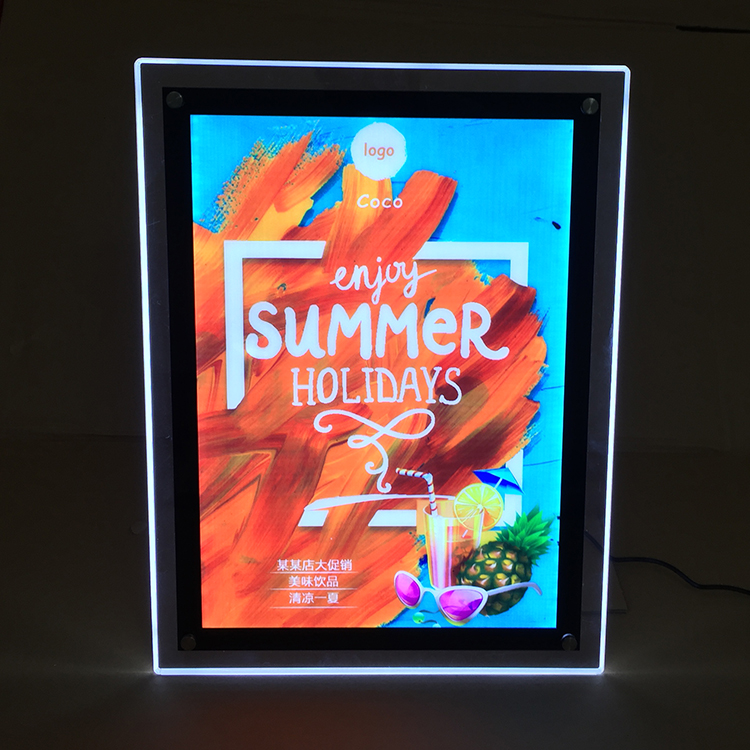 Caja de luz LED de cristal para publicidad de panel acrílico A0
