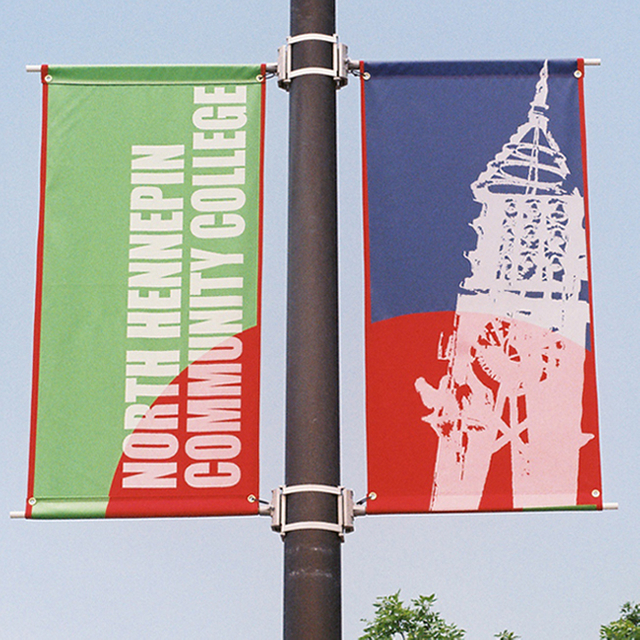 Sistema de tensión de pancarta flexible de doble cara con bandera de poste de farola