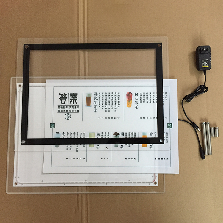 Caja de luz de cristal LED con imagen de impresión en papel A3 PP